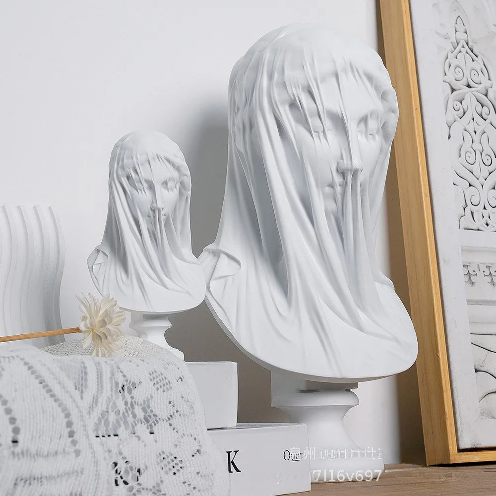 Veiled Lady Bust Greek Goddess Statue