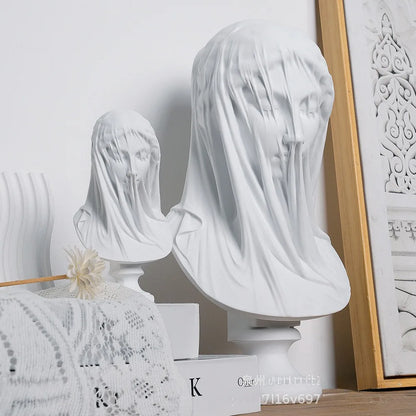 Veiled Lady Bust Greek Goddess Statue