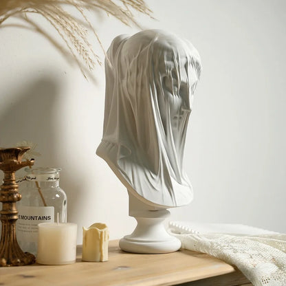 Veiled Lady Bust Greek Goddess Statue